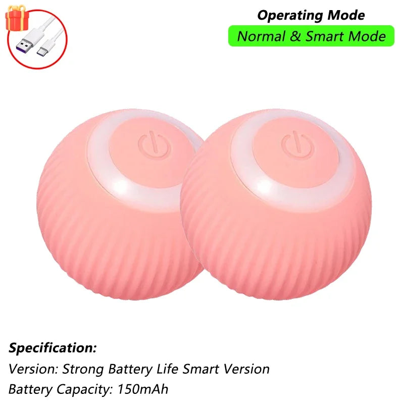 Motorized Rolling Ball Cat Toy with Faux Tail