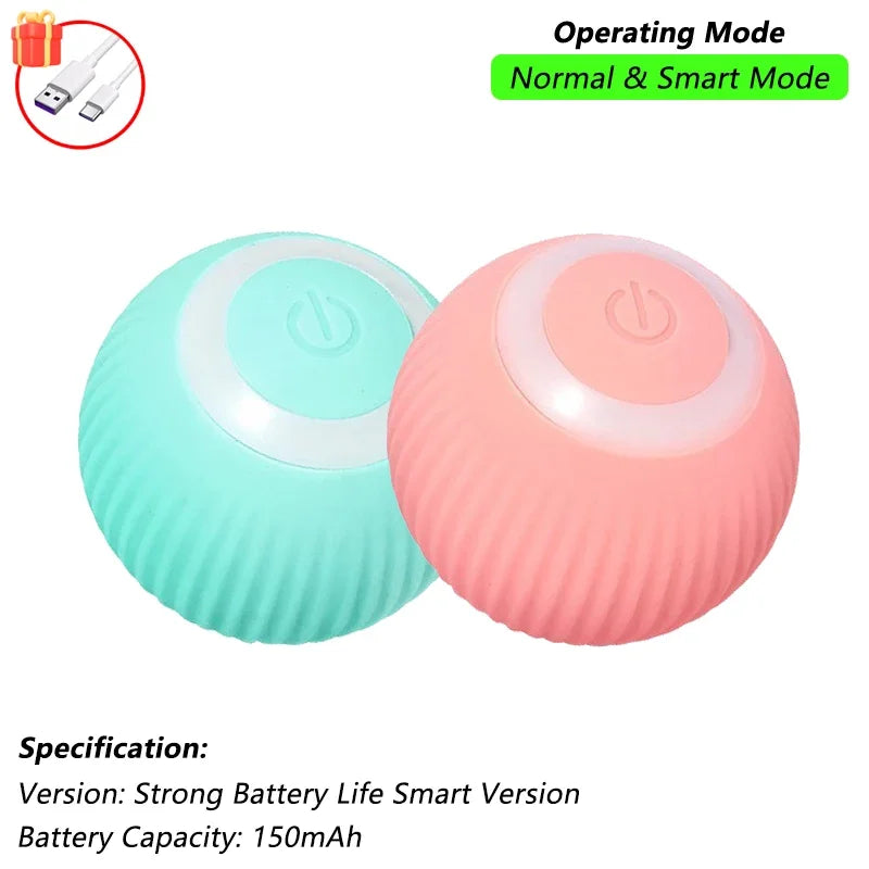 Motorized Rolling Ball Cat Toy with Faux Tail