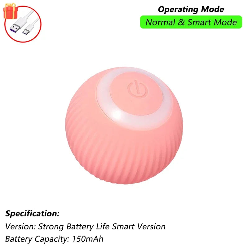 Motorized Rolling Ball Cat Toy with Faux Tail