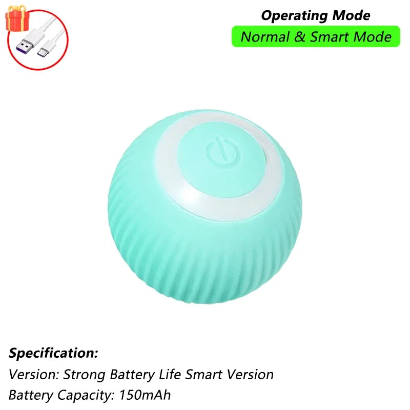 Motorized Rolling Ball Cat Toy with Faux Tail